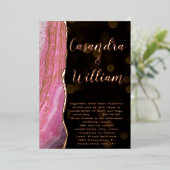 Elegant Galaxy Agate Geode Pink & Gold Wedding Folie Uitnodiging (Staand Voorkant)