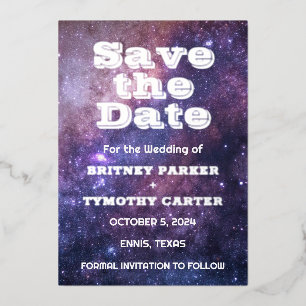 Elegant Galaxy Celestial QR Code Constellation Folie Uitnodiging