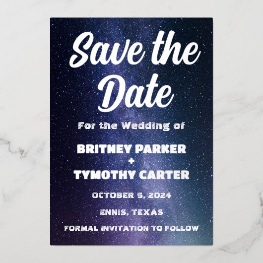 Elegant Galaxy Celestial QR Code Constellation Folie Uitnodiging (Voorkant)