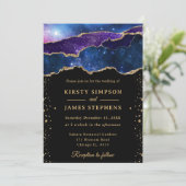 Elegant Galaxy en Gold Glitter Agate Wedding Kaart (Staand voorkant)