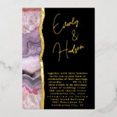 Elegant Galaxy Geode Pink & Gold Wedding Folie Uitnodiging (Voorkant)