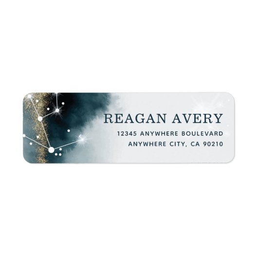 Elegant Galaxy Stars Wedding Address Etiket (Voorkant)