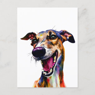Elegant Galgo Portret met een Pop van Kleur Briefkaart
