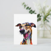 Elegant Galgo Portret met een Pop van Kleur Briefkaart (Staand voorkant)