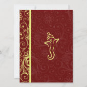 Elegant Ganapati Red & Gold Wedding Invitations Kaart (Achterkant)