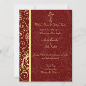 Elegant Ganapati Red & Gold Wedding Invitations Kaart (Voorkant)
