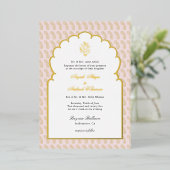 Elegant Ganesh Indian bruiloft Pink and Gold Folie Uitnodiging (Staand Voorkant)