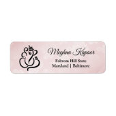 Elegant Ganesh Indian God Blush Pink Damask Etiket (Voorkant)