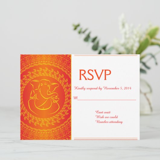 Elegant Ganesh | Indiase God Oranje RSVP-kaarten Kaart (Staand voorkant)