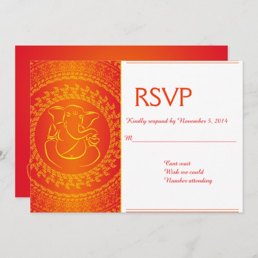 Elegant Ganesh | Indiase God Oranje RSVP-kaarten Kaart (Voorkant / Achterkant)