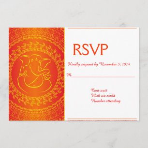 Elegant Ganesh   Indiase God Oranje RSVP-kaarten Kaart