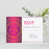 Elegant Ganesh | Indiase godroze RSVP-kaarten Kaart (Staand voorkant)