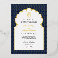 Elegant Ganesh Indische bruiloft Donkerblauw en go