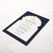 Elegant Ganesh Indische bruiloft Donkerblauw en go Folie Uitnodiging (Gedraaid)