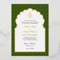 Elegant Ganesh Indische bruiloft Donkergroen en go