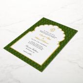 Elegant Ganesh Indische bruiloft Donkergroen en go Folie Uitnodiging (Gedraaid)