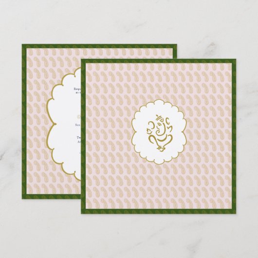 Elegant Ganesh Pastel kleuren Indische bruiloft Kaart (Voorkant / Achterkant)
