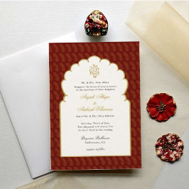 Elegant Ganesh Red en Gold Indian bruiloft Kaart