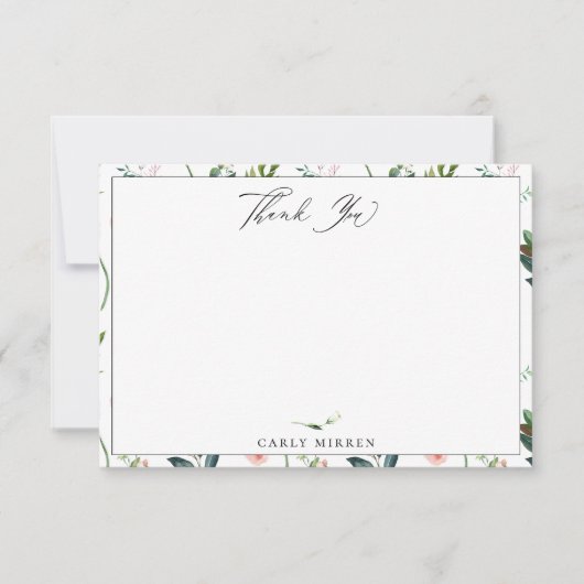 Elegant Garden Botanical Bedankt Notitiekaartje (Voorkant)