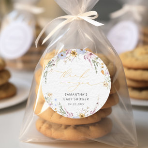 Elegant Garden Floral Baby shower dank u Ronde Sticker