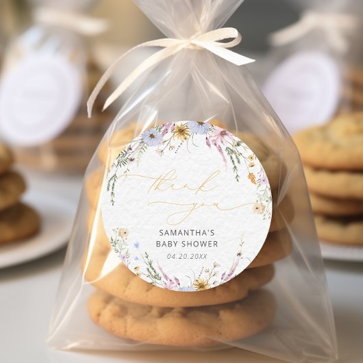 Elegant Garden Floral Baby shower dank u Ronde Sticker