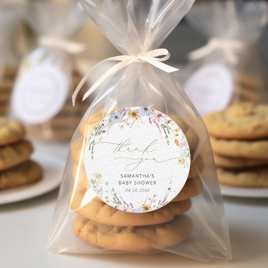 Elegant Garden Floral Baby shower dank u Ronde Sticker