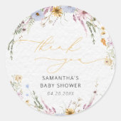 Elegant Garden Floral Baby shower dank u Ronde Sticker (Voorkant)