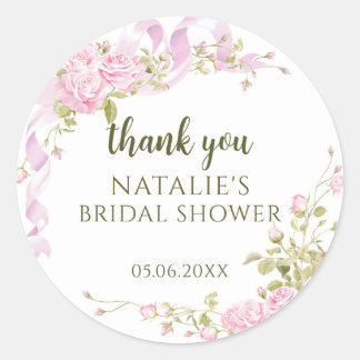 Elegant Garden Floral Bridal Shower Thank You Ronde Sticker