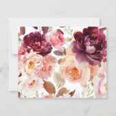 Elegant Garden Floral Burgundy Wedding RSVP Cards (Achterkant)