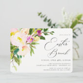 Elegant Garden Floral Easter Brunch Uitnodiging (Staand voorkant)