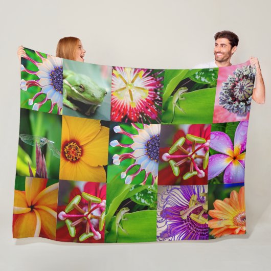 Elegant Garden Floral Flowers & Creaters Collage Fleece Deken (In situ)