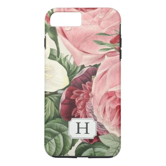 Elegant  Garden Floral Monogram Naam Case-Mate iPhone Case (Achterkant)