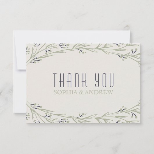 Elegant garden floral rustic wedding thank you bedankkaart (Voorkant)