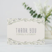 Elegant garden floral rustic wedding thank you bedankkaart (Staand voorkant)