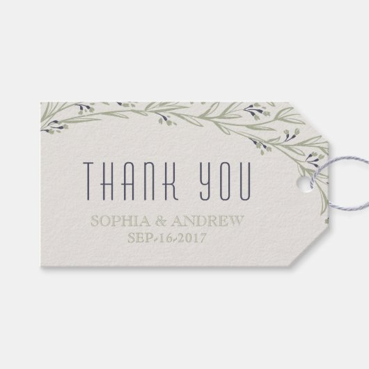 Elegant garden floral rustic wedding thank you cadeaulabel (Voorkant (Horizontaal))