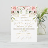 ELEGANT GARDEN FLORALS BLUSH ROOS GREENERY WEDDING KAART (Staand voorkant)