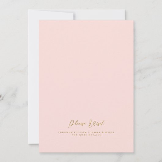 ELEGANT GARDEN FLORALS BLUSH ROOS GREENERY WEDDING KAART (Achterkant)