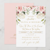 ELEGANT GARDEN FLORALS BLUSH ROOS GREENERY WEDDING KAART (Voorkant / Achterkant)