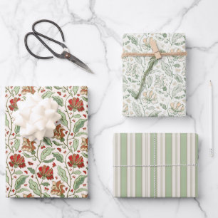 Elegant  Garden Flowers and Butterflies Set Inpakpapier Vel