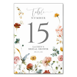 Elegant Garden Flowers Bridal Shower Table Number Kaart