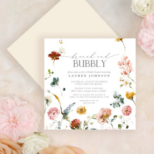 Elegant Garden Flowers Brunch & Bubble Shower Kaart