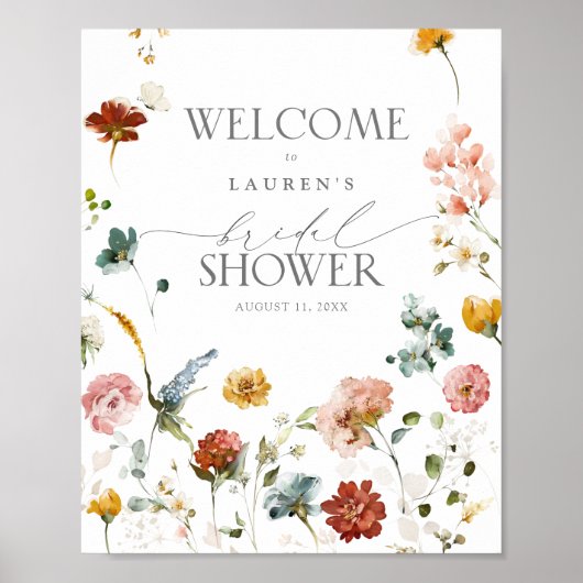 Elegant Garden Flowers Vrijgezellenfeest Welcome P Poster (Voorkant)