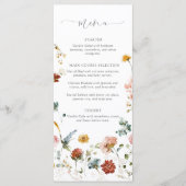 Elegant Garden Flowers Watercolor Bridal Shower Menu (Voorkant)