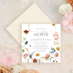 Elegant Garden Flowers Waterverf Couples Shower Kaart