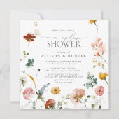 Elegant Garden Flowers Waterverf Couples Shower Kaart (Voorkant)