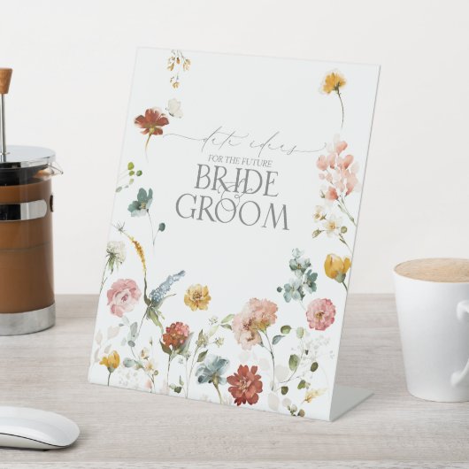Elegant Garden Flowers Waterverf Date Ideeën Reclamebord Met Voetstuk