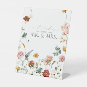 Elegant Garden Flowers Waterverf Date Ideeën Reclamebord Met Voetstuk
