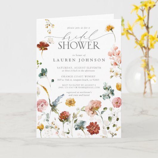 Elegant Garden Flowers Waterverf Vrijgezellenfeest Kaart (Gele Bloem)