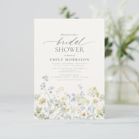 Elegant Garden Flowers Waterverf Vrijgezellenfeest Kaart (Staand voorkant)