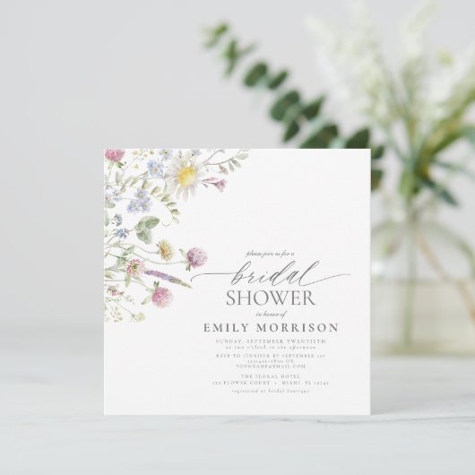 Elegant Garden Flowers Waterverf Vrijgezellenfeest Kaart (Staand voorkant)